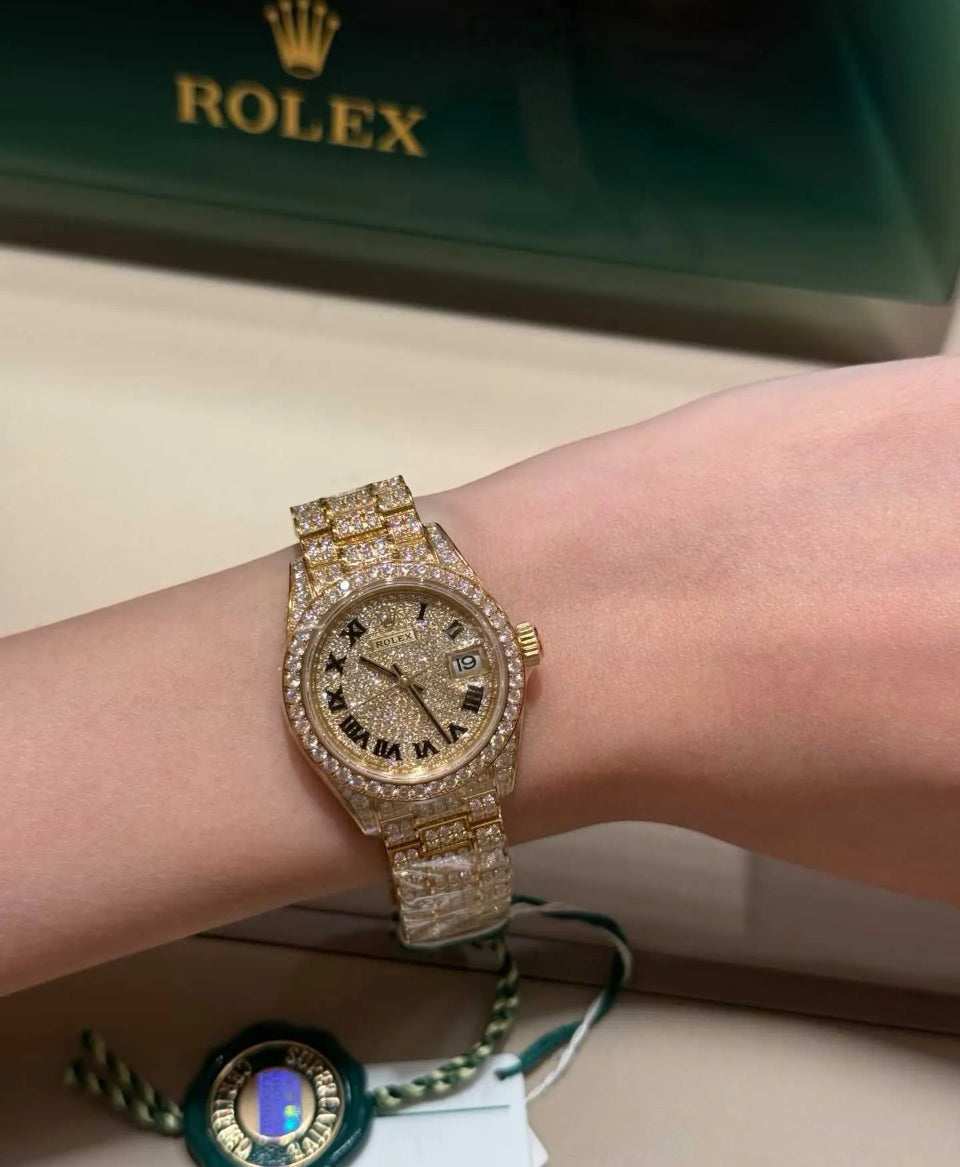 RELOJES ROLEX DATEJUST 100% MOISSANITE 1:1 VARIOS MODELOS Y COLORES CON CAJA CERTIFICADO PREGUNTA POR EL TUYO
